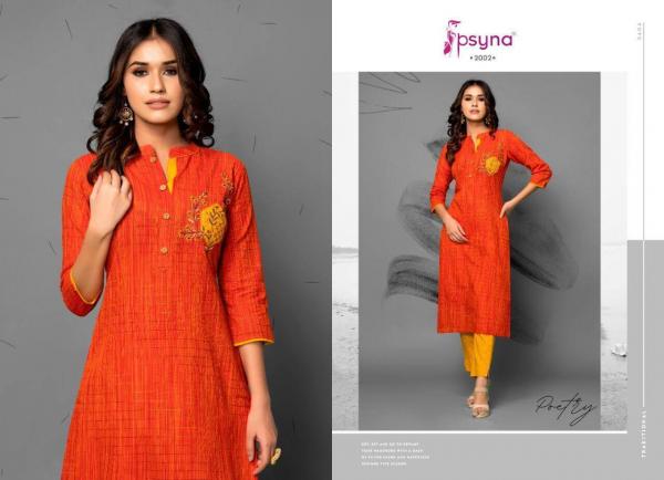 Psyna Poetry 2 Cotton Embroidery Kurti With Bottom